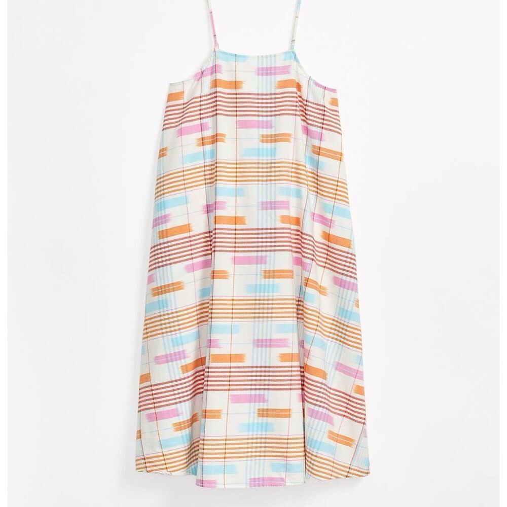 Loft Lou & Grey Ikat Stripe Pocket Midi Dress Small coastal spring colorful